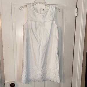OLD NAVY White Eyelet Sleeveless Dress LWD Little White Dress Medium
